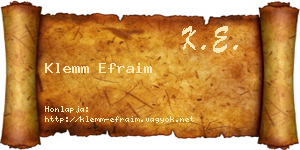Klemm Efraim névjegykártya